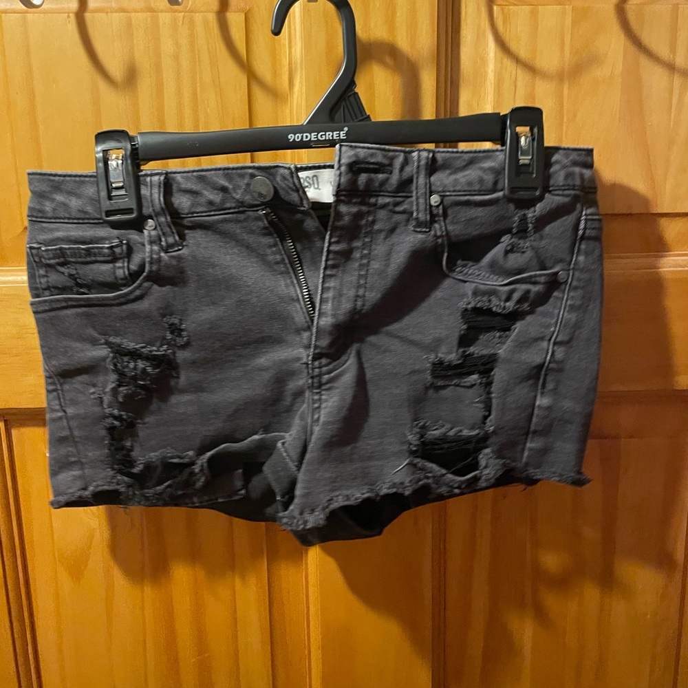 Black jean shorts mid rise